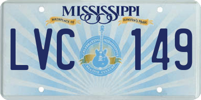 MS license plate LVC149