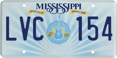 MS license plate LVC154