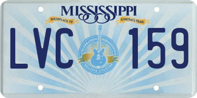 MS license plate LVC159