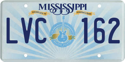 MS license plate LVC162