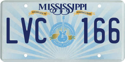 MS license plate LVC166