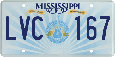 MS license plate LVC167
