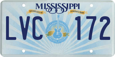 MS license plate LVC172
