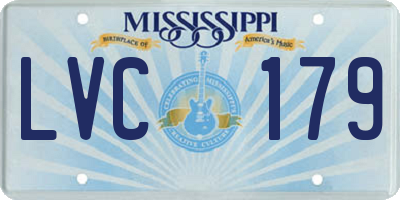 MS license plate LVC179