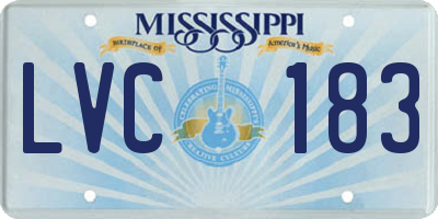 MS license plate LVC183