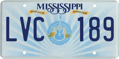 MS license plate LVC189