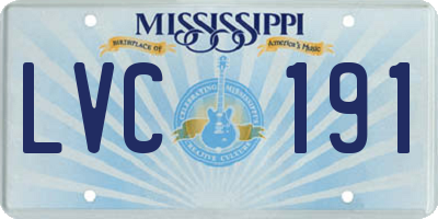 MS license plate LVC191