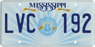 MS license plate LVC192
