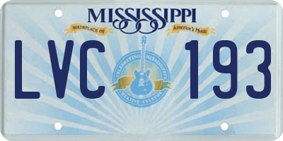 MS license plate LVC193