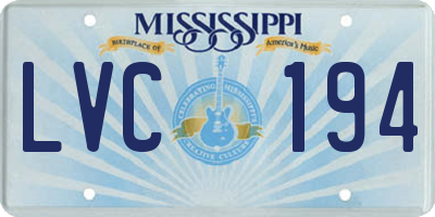 MS license plate LVC194