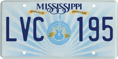 MS license plate LVC195
