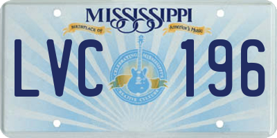 MS license plate LVC196