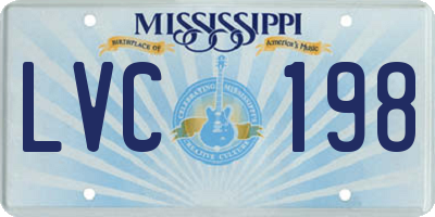MS license plate LVC198