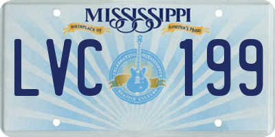 MS license plate LVC199