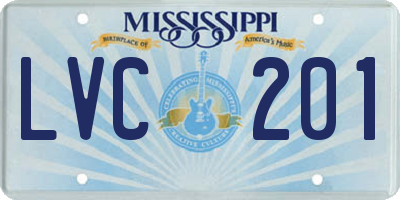 MS license plate LVC201