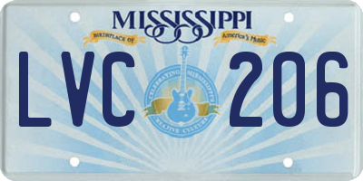 MS license plate LVC206