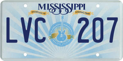 MS license plate LVC207