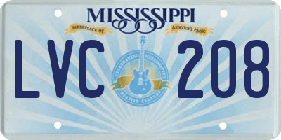 MS license plate LVC208