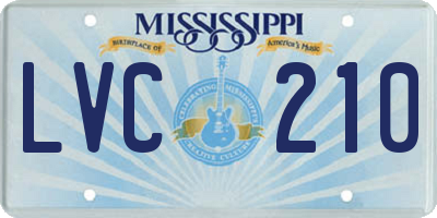 MS license plate LVC210
