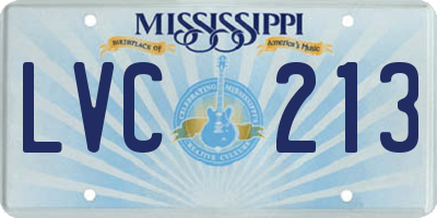MS license plate LVC213
