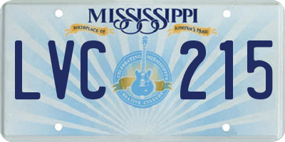 MS license plate LVC215