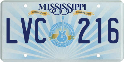 MS license plate LVC216