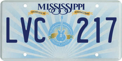 MS license plate LVC217