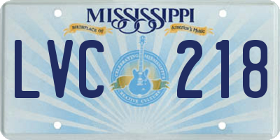 MS license plate LVC218