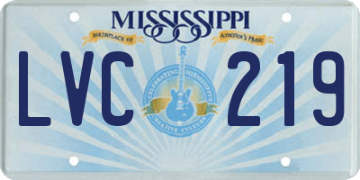 MS license plate LVC219