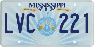 MS license plate LVC221