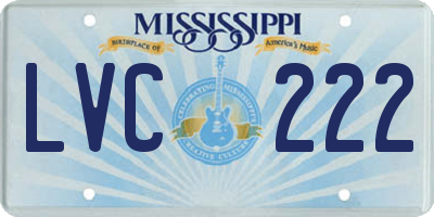 MS license plate LVC222