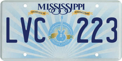 MS license plate LVC223