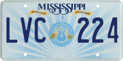 MS license plate LVC224