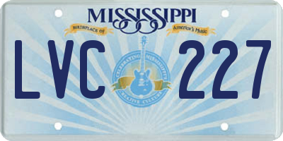 MS license plate LVC227