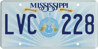 MS license plate LVC228