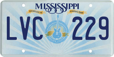 MS license plate LVC229