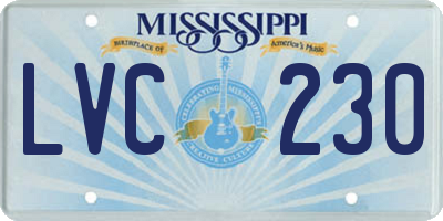 MS license plate LVC230