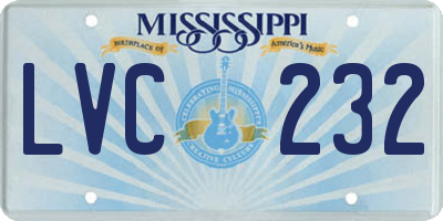 MS license plate LVC232