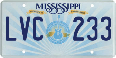 MS license plate LVC233