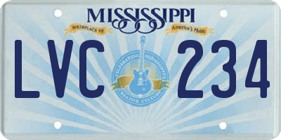 MS license plate LVC234