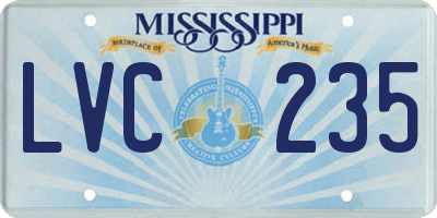 MS license plate LVC235