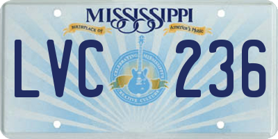 MS license plate LVC236