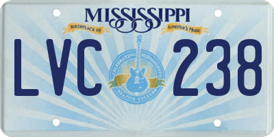 MS license plate LVC238