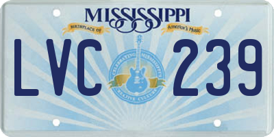 MS license plate LVC239