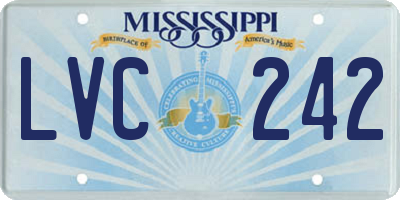 MS license plate LVC242