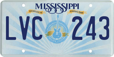 MS license plate LVC243