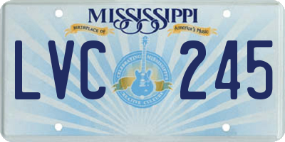 MS license plate LVC245