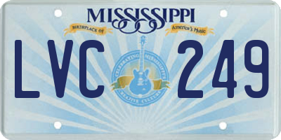 MS license plate LVC249