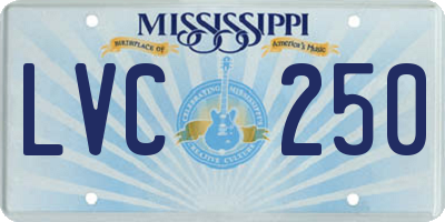 MS license plate LVC250