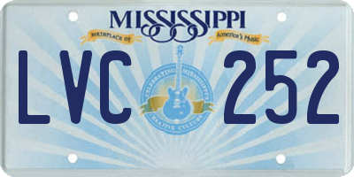 MS license plate LVC252
